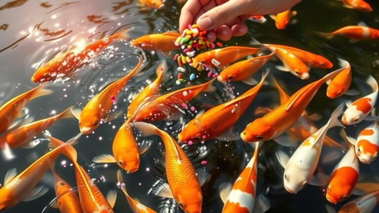 koi fish eat and feed