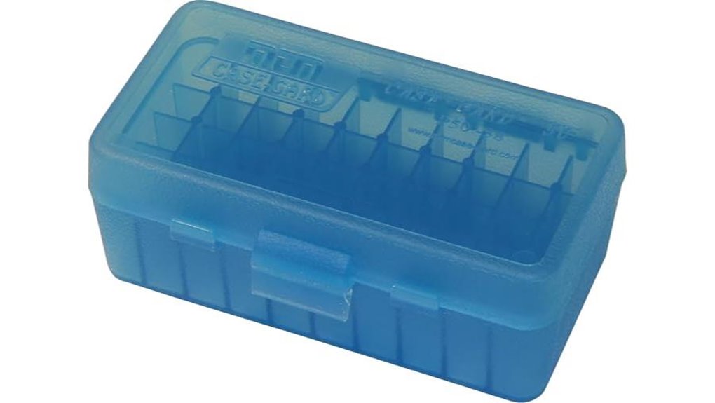 clear blue 50 round ammo box