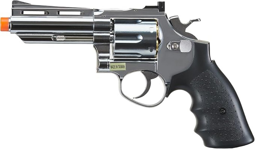 silver steel gas revolver