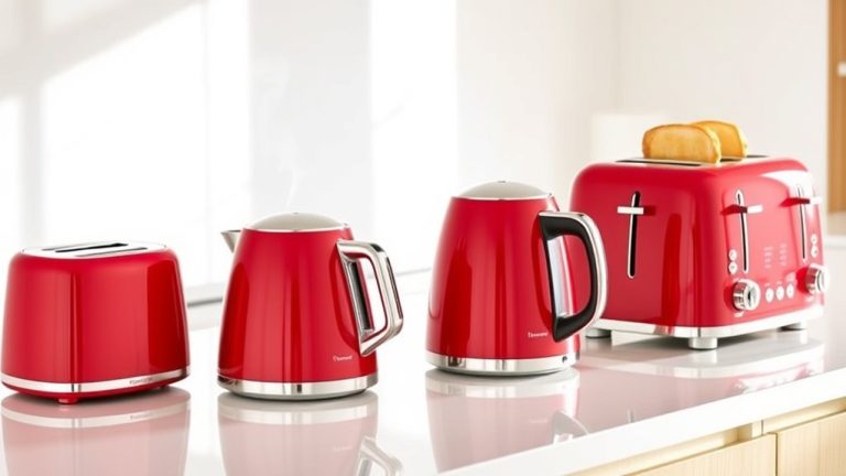 top red kettle toaster sets