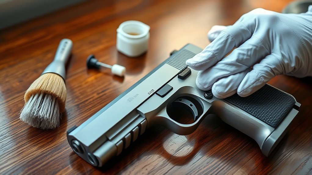 clean pistol in steps