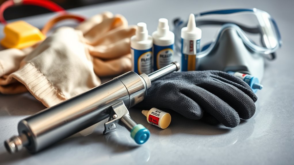 safety gear and tool setup