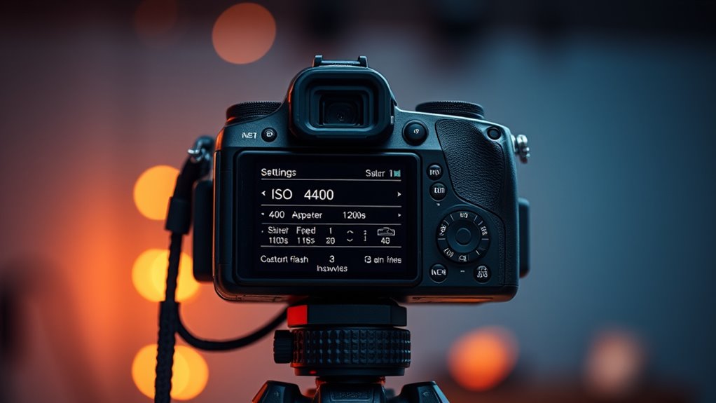 adjust flash shutter and iso