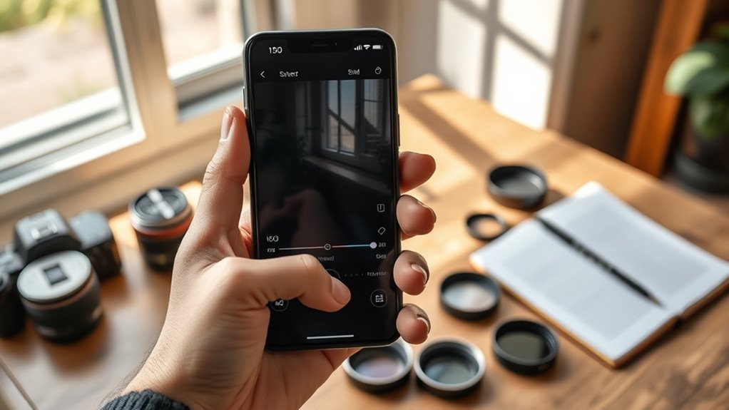 adjust lighting focus and exposure
